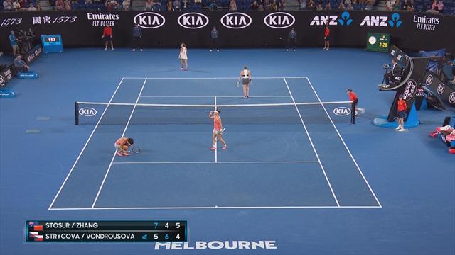 Stosur and Zhang win epic point in women's doubles Stosur and Zhang win epic point in women's doubles
