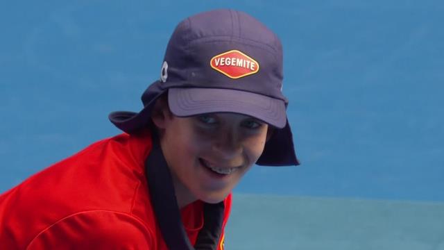 Ball boy pulls off top catch after Kontinen smacks ball skywards Ball boy pulls off top catch after Kontinen smacks ball skywards