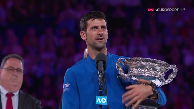Il discorso di Novak Djokovic: "Se penso dove ero un anno fa, tutto questo è straordinario" Il discorso di Novak Djokovic: "Se penso dove ero un anno fa, tutto questo è straordinario"