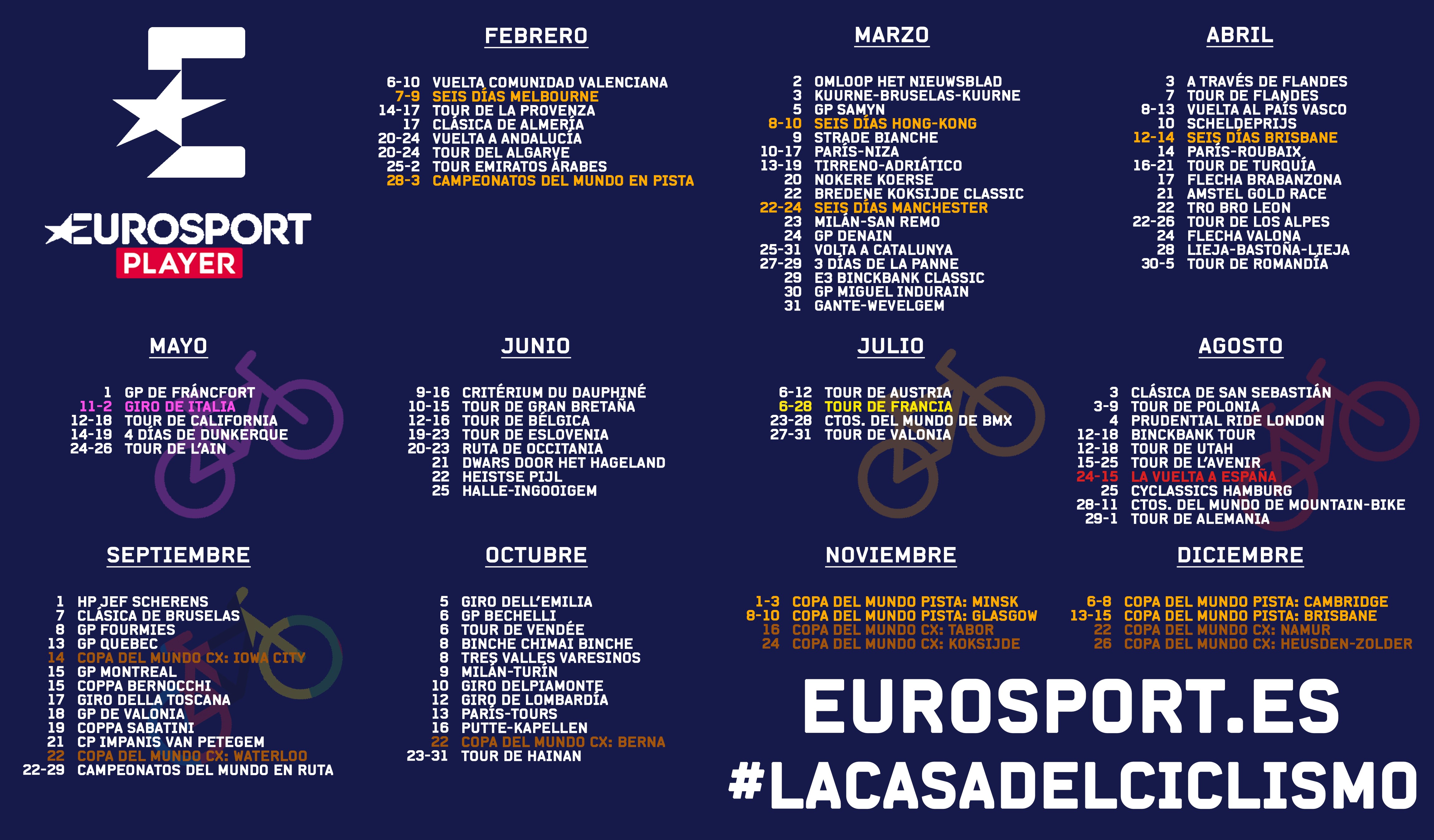 Calendario Ciclismo Eurosport 2019