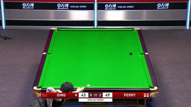 Ding emerges from safety exchange to nick frame three from Perry Ding emerges from safety exchange to nick frame three from Perry