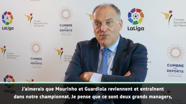 La Liga - Tebas : "J'aimerais que Mourinho et Guardiola reviennent en Liga" La Liga - Tebas : "J'aimerais que Mourinho et Guardiola reviennent en Liga"