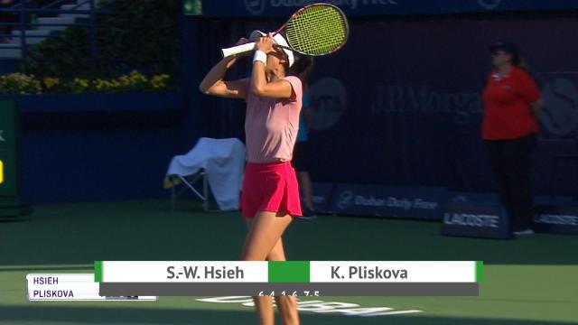Retour d'enfer pour Hsieh, menée 5-1 dans le 3e set et finalement victorieuse de Pliskova Retour d'enfer pour Hsieh, menée 5-1 dans le 3e set et finalement victorieuse de Pliskova