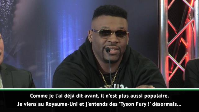 Miller : "Joshua n'est pas populaire ici, j'entends des Tyson Fury, Tyson Fury..." Miller : "Joshua n'est pas populaire ici, j'entends des Tyson Fury, Tyson Fury..."