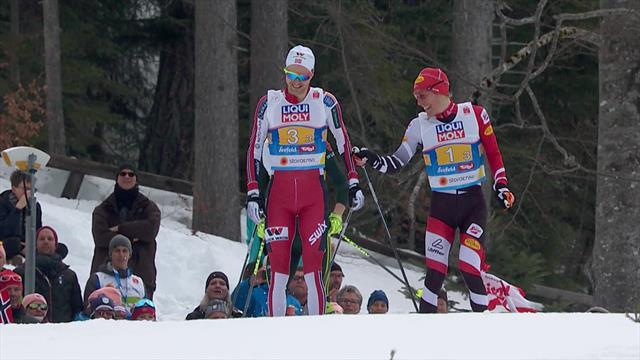 Racers share joke in 4x5km final Racers share joke in 4x5km final