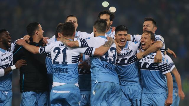 Lazio hit three past lacklustre 10-man Roma