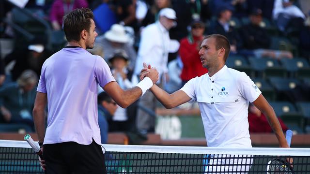 Wawrinka comes from set down to oust Evans in Indian Wells