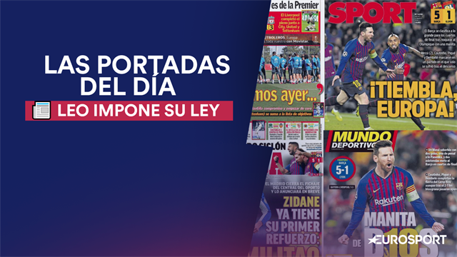 'Tiembla Europa' o 'Manita de D10S', las portadas tras el Barcelona-Lyon 'Tiembla Europa' o 'Manita de D10S', las portadas tras el Barcelona-Lyon
