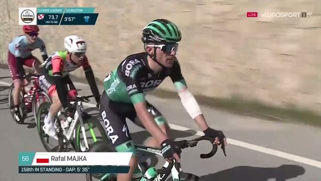 Tirreno-Adriático 2019: La imagen del día, Gatto (sonriente) y Majka en carrera tras su accidente Tirreno-Adriático 2019: La imagen del día, Gatto (sonriente) y Majka en carrera tras su accidente