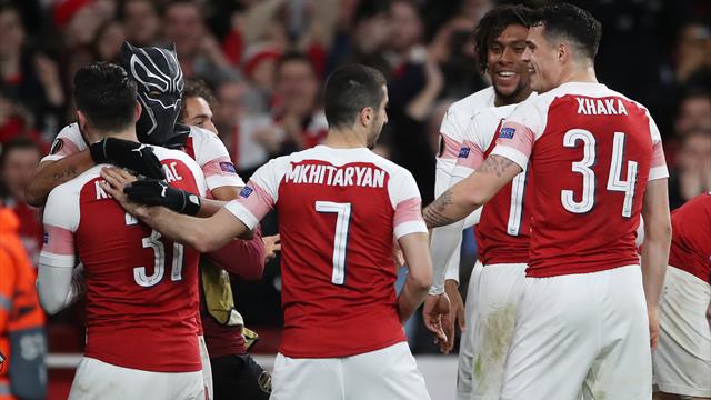 Aubameyang brace sends Arsenal into Europa League last eight