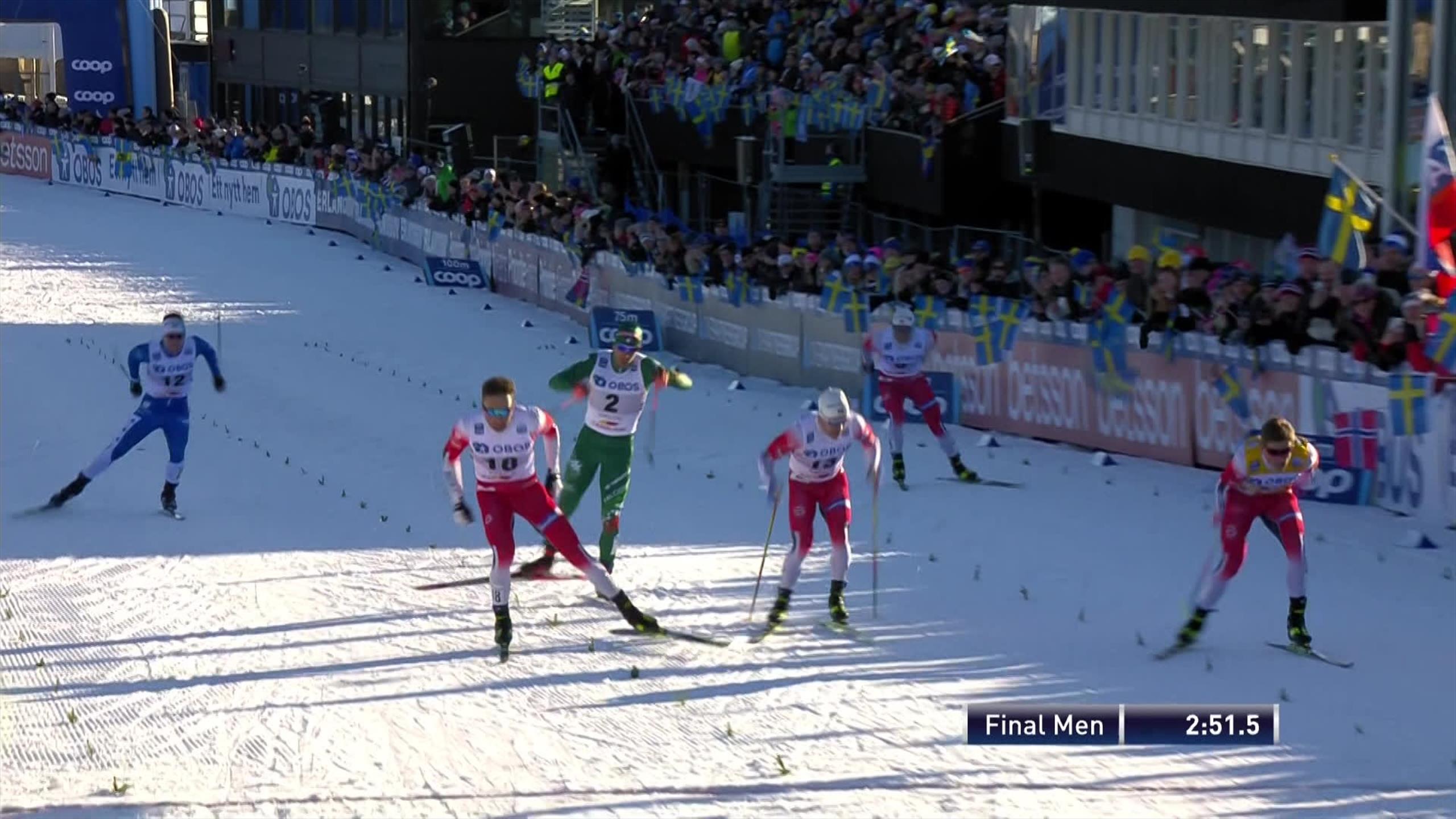 CrossCountry Skiing video Klaebo claims World Cup sprint win in