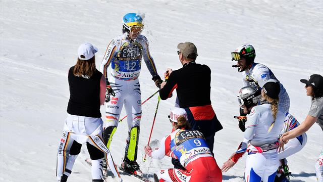 Danke, Felix! Neureuthers letzter Slalom-Lauf endet mit Champagnerdusche Danke, Felix! Neureuthers letzter Slalom-Lauf endet mit Champagnerdusche