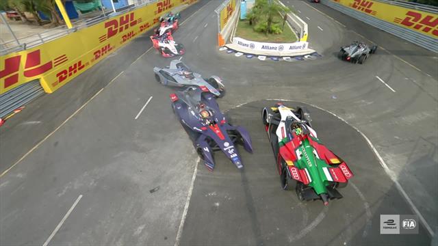 Formula E, ePrix Sanya: Di Grassi se quedó fuera por la embestida de Frijns y Buemi Formula E, ePrix Sanya: Di Grassi se quedó fuera por la embestida de Frijns y Buemi