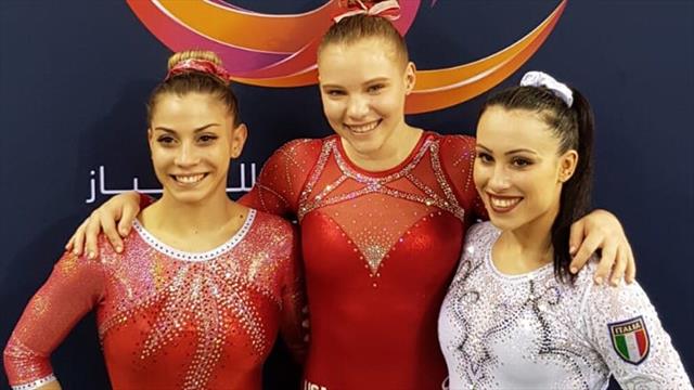 Podio per Lara Mori e Vanessa Ferrari nel corpo libero in Coppa del Mondo: vince Jade Carey
