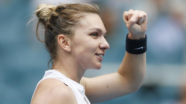 Halep recovers to beat Hercog, Venus wins in Miami