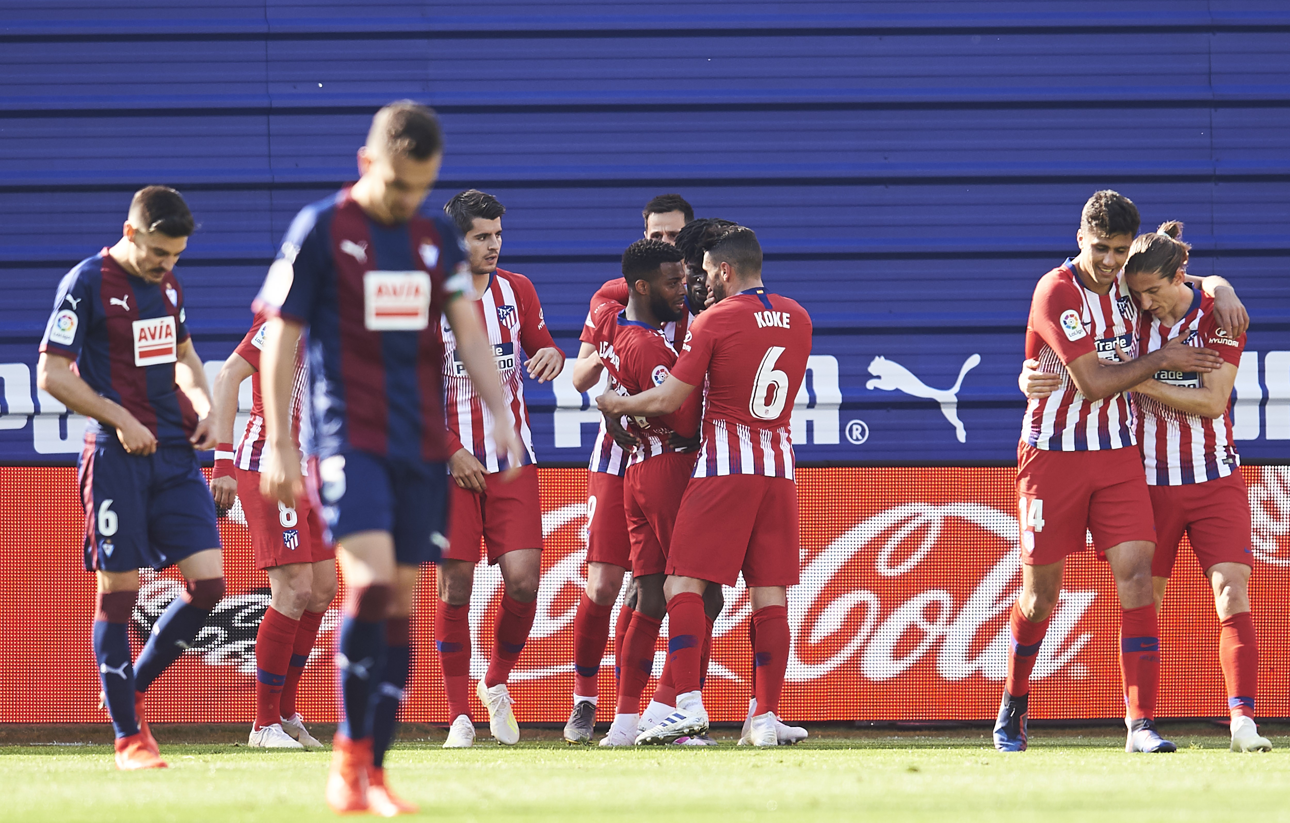 Thomas Lemar célèbre son but lors d'Eibar-Atlético / Liga