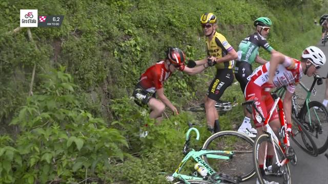 Giro de Italia 2019: Tremenda caída a seis kilómetros de la meta con Dumoulin implicado Giro de Italia 2019: Tremenda caída a seis kilómetros de la meta con Dumoulin implicado