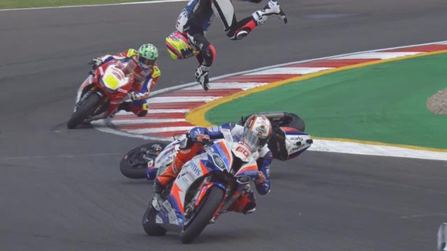 British Superbikes rider thrown off bike in frightening crash British Superbikes rider thrown off bike in frightening crash