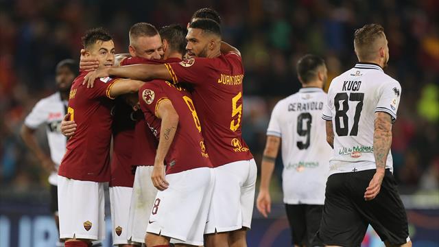 Pellegrini-Perotti e la Roma batte 2-1 il Parma nell'ultima di capitan De Rossi