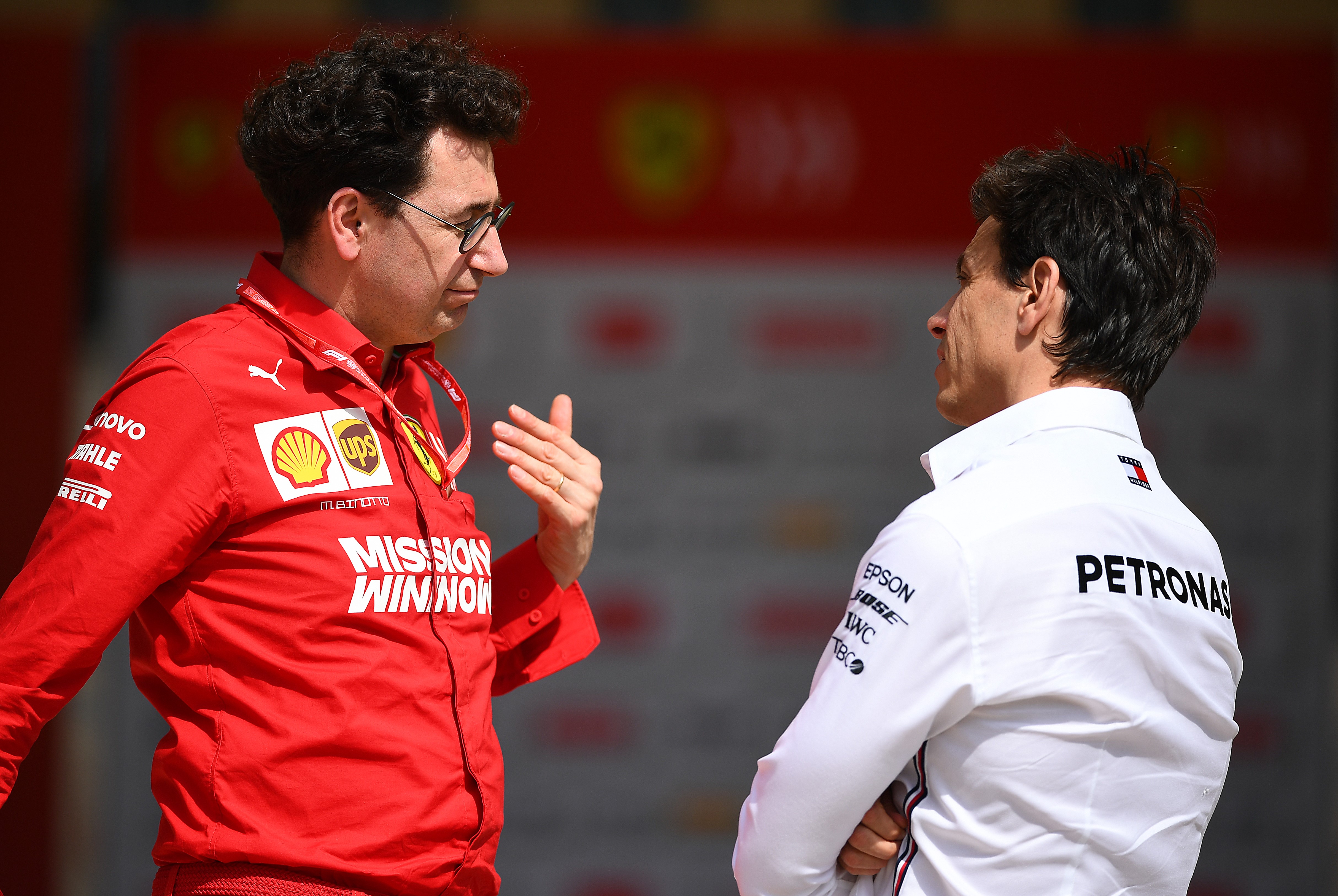 Mattia Binotto (Ferrari) et Toto Wolff (Mercedes) au Grand Prix de Monaco 2019