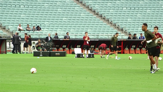 Arsenal players miss penalties during training Arsenal players miss penalties during training