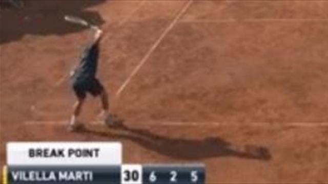 Bestial cabreo de Vilella Martínez en un Challenger, ¡reventó la raqueta por un enfado descomunal!
