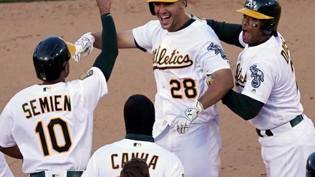 4-3. Fiers, Olson y Davis se combinan y vencen a los Rays, que pierden el liderato