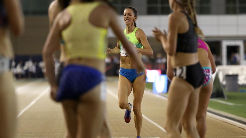 Gabriele Grunewald finishes the 1500m at the USA Track & Field Championships