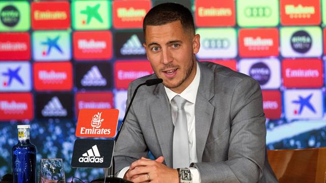 Rueda de prensa de Eden Hazard en su presentación con el Real Madrid Rueda de prensa de Eden Hazard en su presentación con el Real Madrid