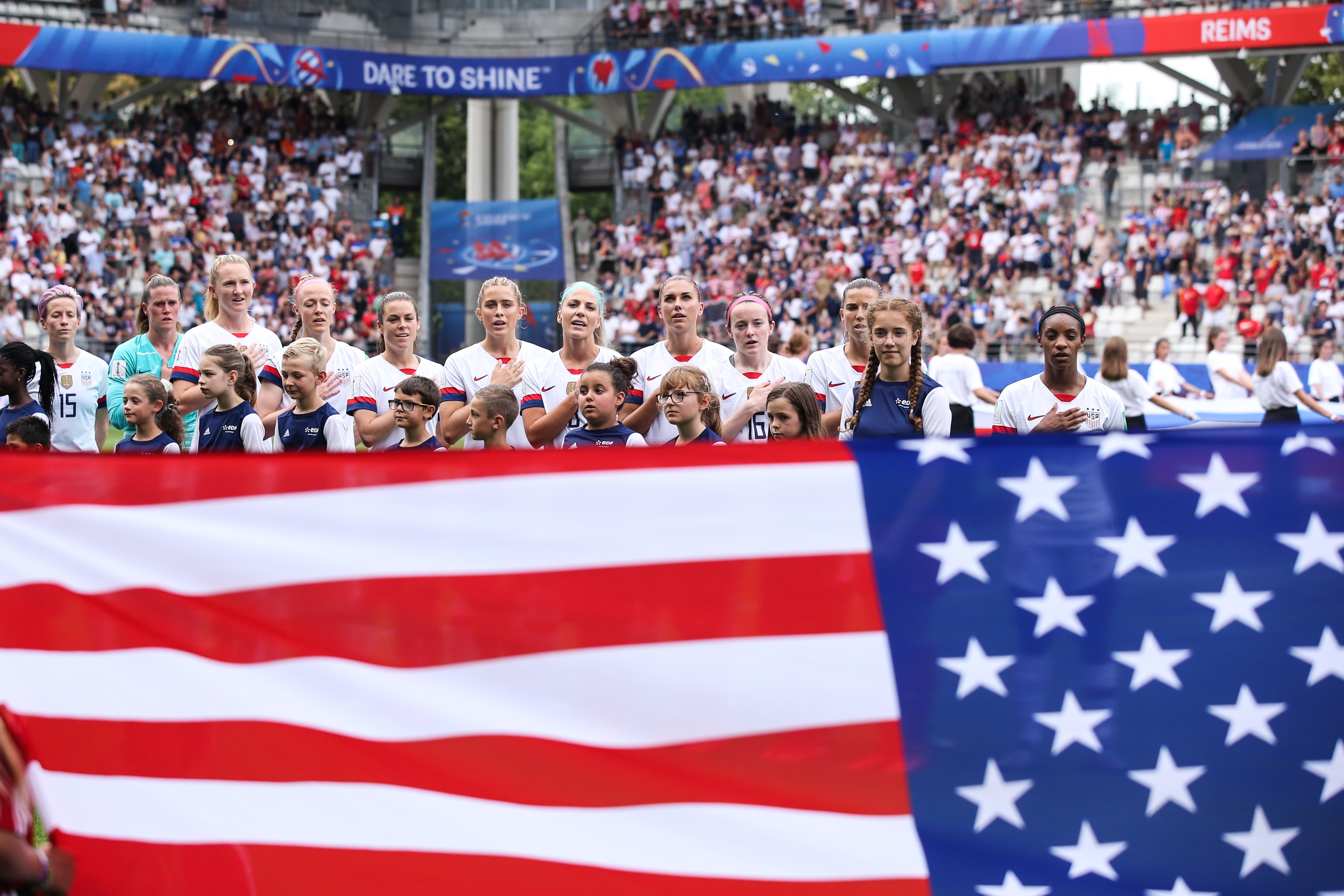 L'équipe des Etats-Unis avant leur huitième de finale contre l'Espagne lors de la Coupe du monde 2019