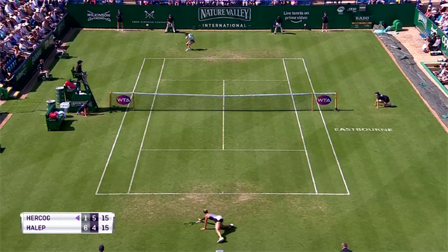 Hercog hits deck but still wins the point Hercog hits deck but still wins the point