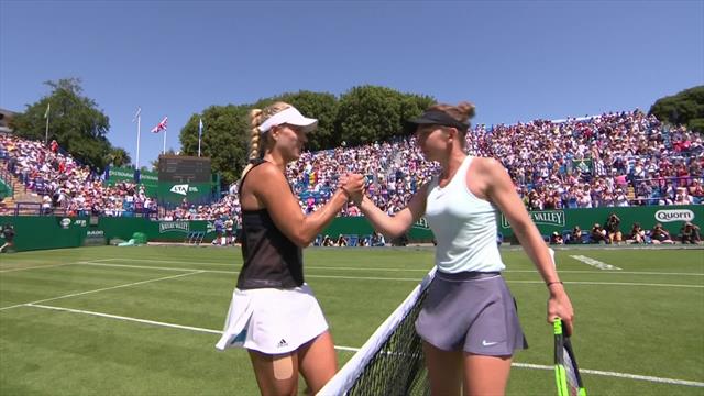 Kerber thumps Halep to make Eastbourne last four Kerber thumps Halep to make Eastbourne last four