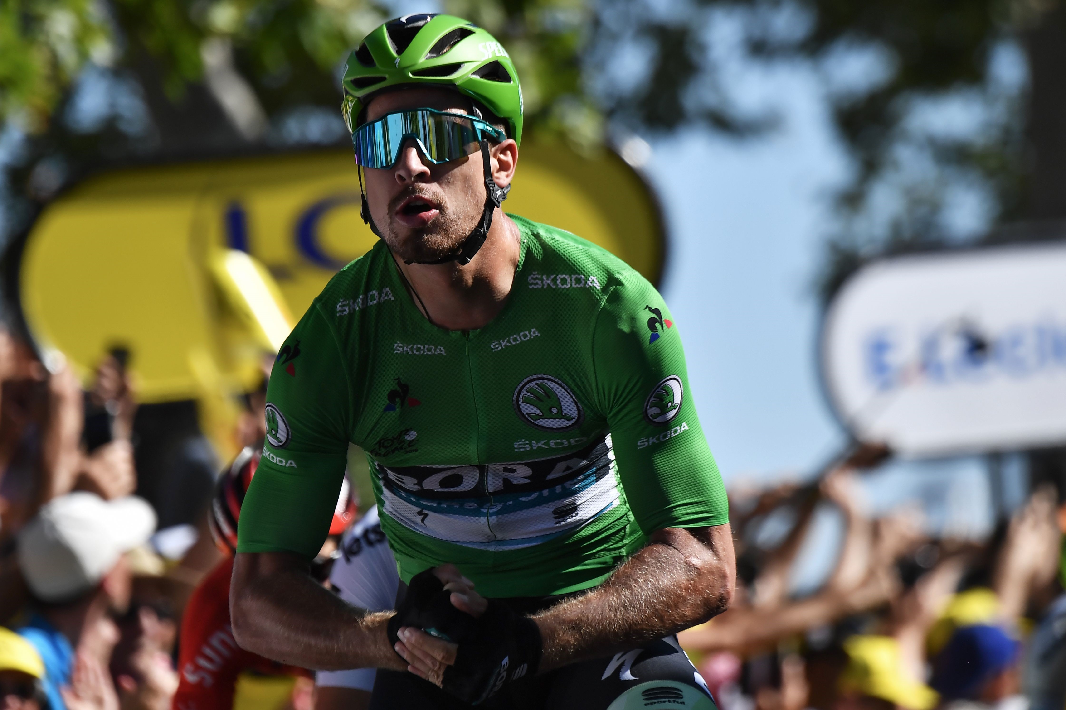 Peter Sagan, Tour'un beşinci etabını kazandıktan sonra "The Hulk" gibi seviniyor