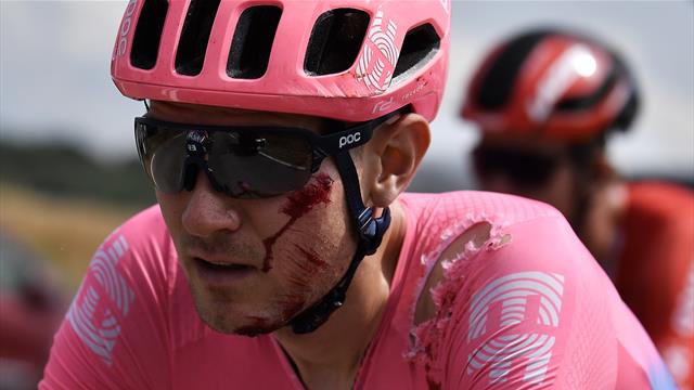 Victime d'une chute, Van Garderen avait fini l'étape le visage ensanglanté Victime d'une chute, Van Garderen avait fini l'étape le visage ensanglanté