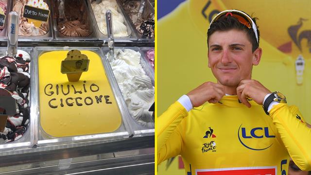 Giulio Ciccone si trasforma in un gusto di gelato: giallo, come la sua maglia al Tour de France