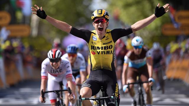 Van Aert vince la volata di Albi! Il ventaglio fa danni: Pinot e Ciccone in ritardo