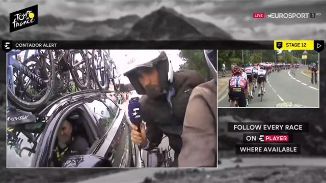 Tour de Francia 2019, la entrevista más peligrosa de Contador: desde la moto al Movistar Team Tour de Francia 2019, la entrevista más peligrosa de Contador: desde la moto al Movistar Team