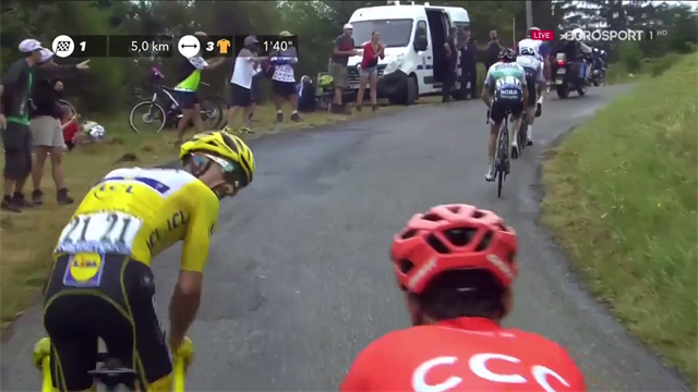 Prima Pinot, poi Thomas: Julian Alaphilippe staccato dai big sulla salita di Prat d'Albis Prima Pinot, poi Thomas: Julian Alaphilippe staccato dai big sulla salita di Prat d'Albis