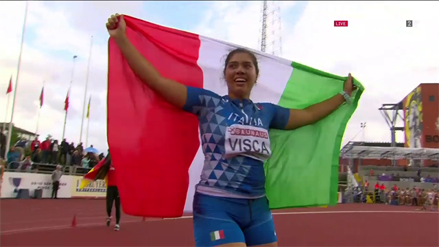 Carolina Visca è oro agli Europei U20 nel giavellotto con un lancio di 56.48 metri Carolina Visca è oro agli Europei U20 nel giavellotto con un lancio di 56.48 metri