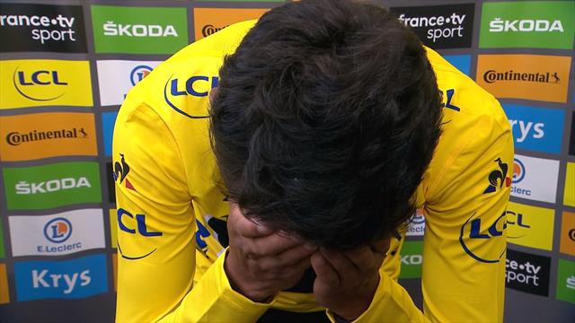 Tour de Francia 2019: Un emocionado Egan Bernal rompe a llorar vistiendo el amarillo Tour de Francia 2019: Un emocionado Egan Bernal rompe a llorar vistiendo el amarillo