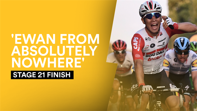 'Caleb Ewan from absolutely nowhere!' Watch the thrilling Champs-Elysees sprint finish 'Caleb Ewan from absolutely nowhere!' Watch the thrilling Champs-Elysees sprint finish