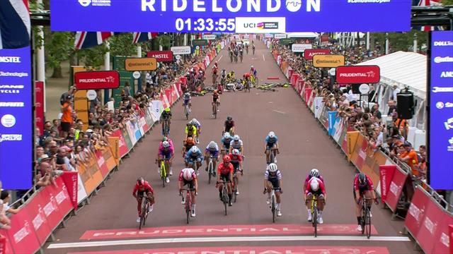 Huge crash at Ride London Women finish line Huge crash at Ride London Women finish line
