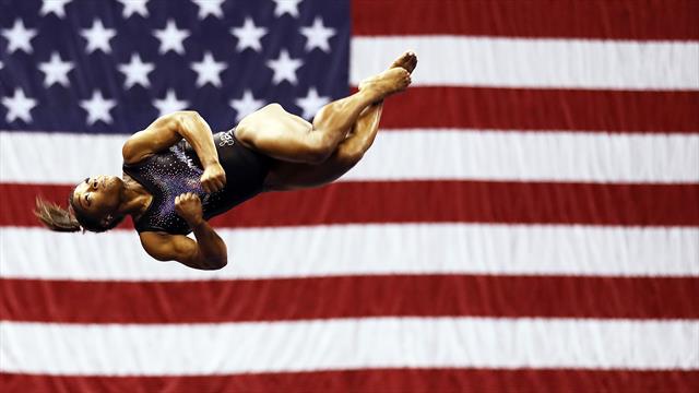 Biles soars and 'mic drops' her way to record fifth all-around world title