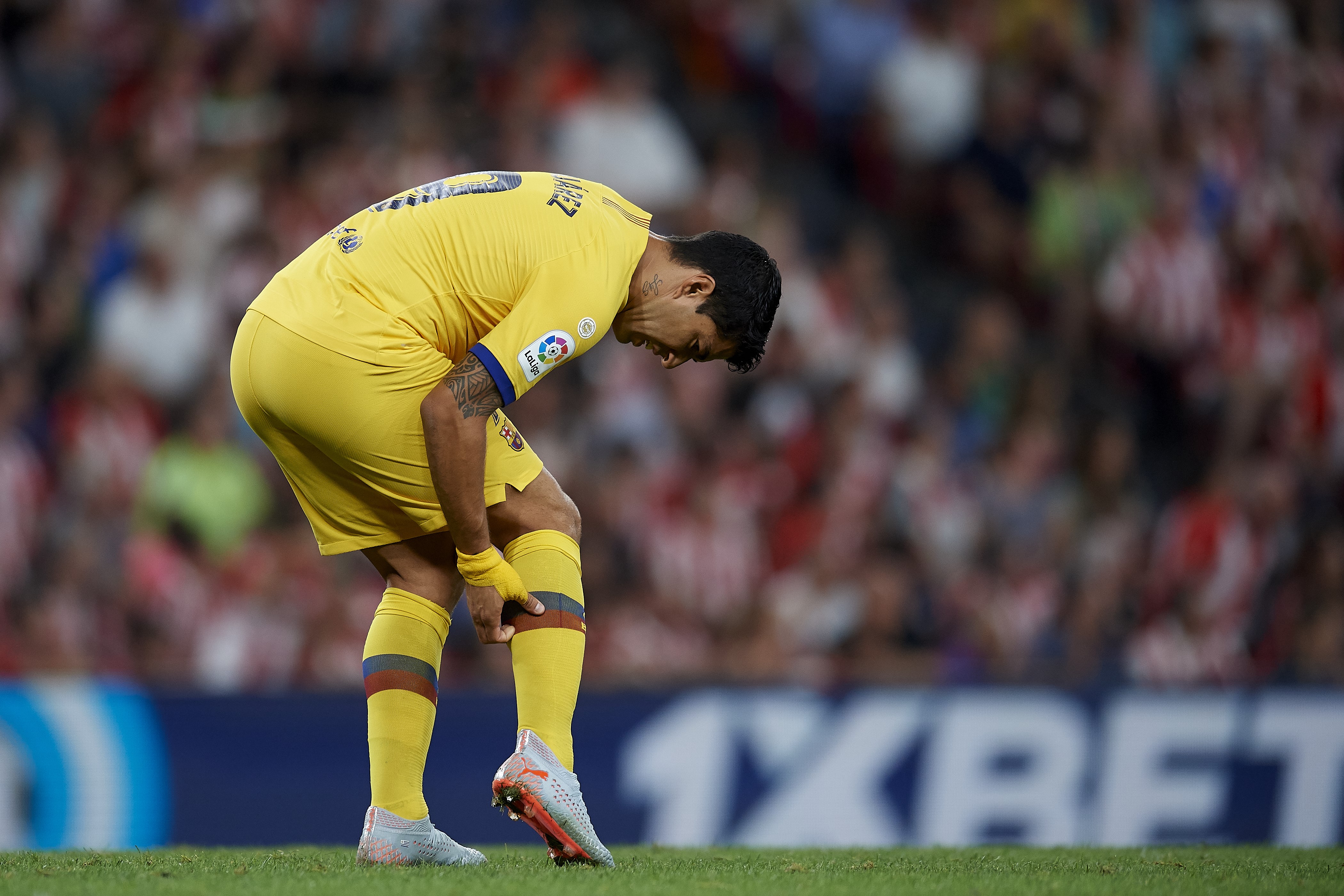Luis Suarez blessé lors de la rencontre Athletic Bilbao-FC Barcelone / Liga