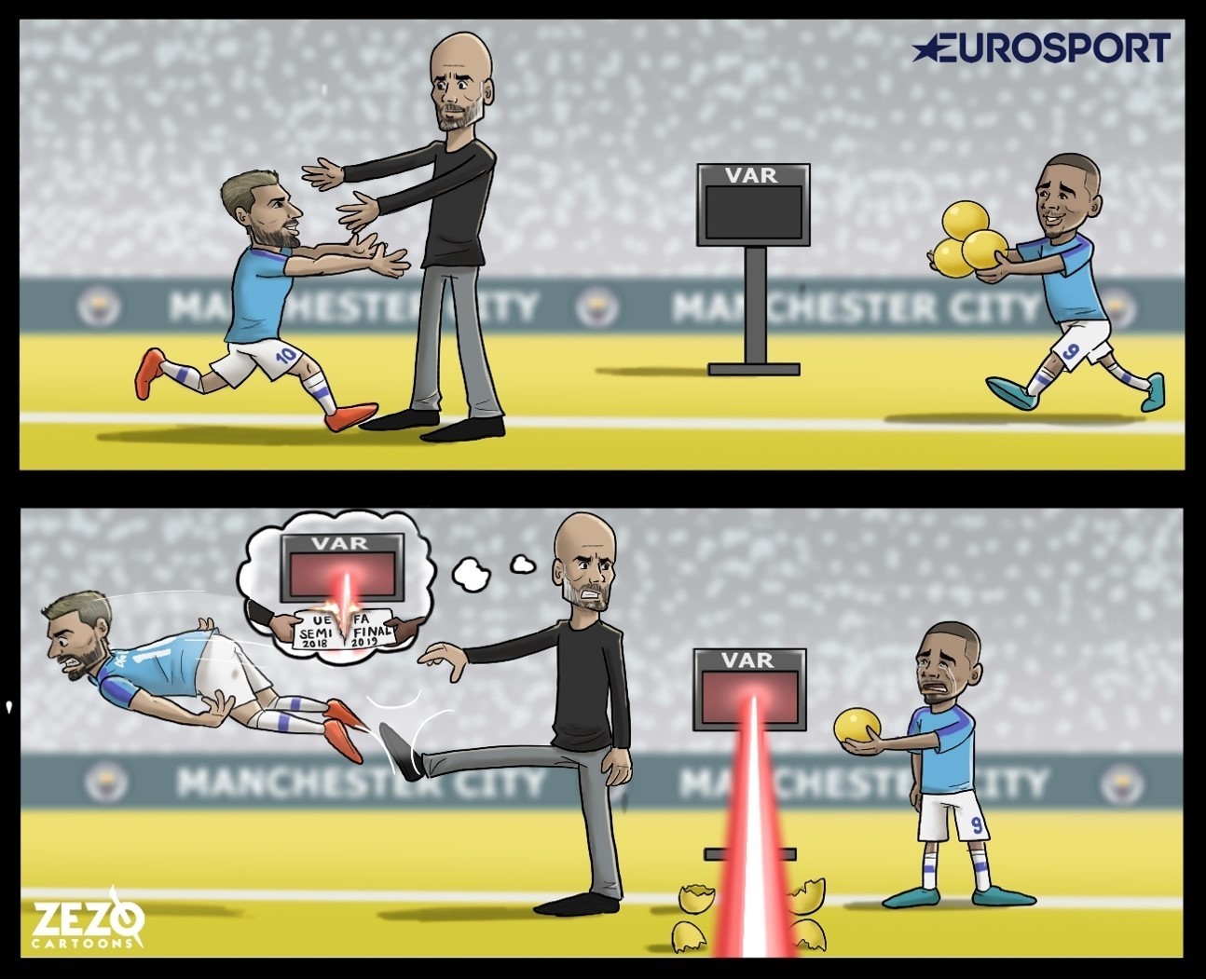 Cartoon of Manchester City v Tottenham Hotspur