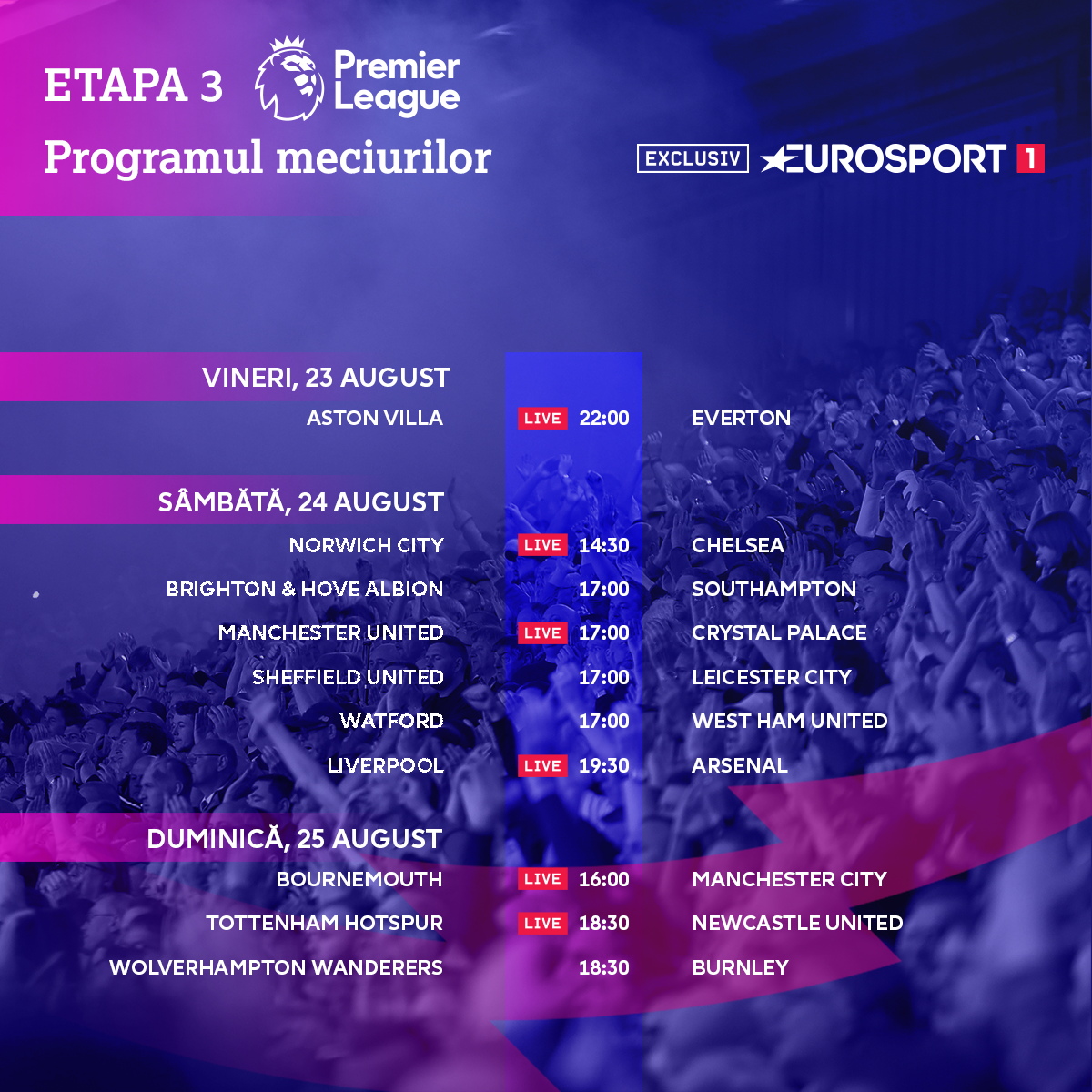 Premier League 2019-2020: Fixtures Round 3