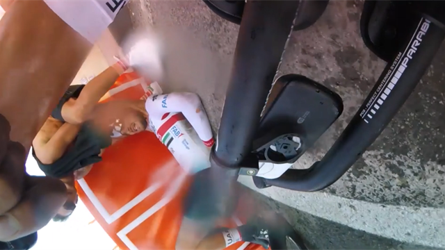 Amazing footage from inside carnage of UAE Team Emirates crash Amazing footage from inside carnage of UAE Team Emirates crash