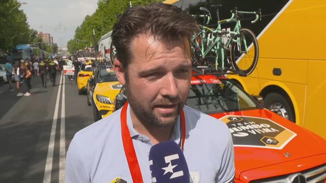 Engels: "De druk was er gisteren in de laatste kilometers eindelijk vanaf" Engels: "De druk was er gisteren in de laatste kilometers eindelijk vanaf"