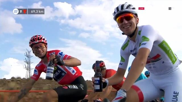 Vuelta a España 2019: El brindis de Roglic por su maillot rojo Vuelta a España 2019: El brindis de Roglic por su maillot rojo