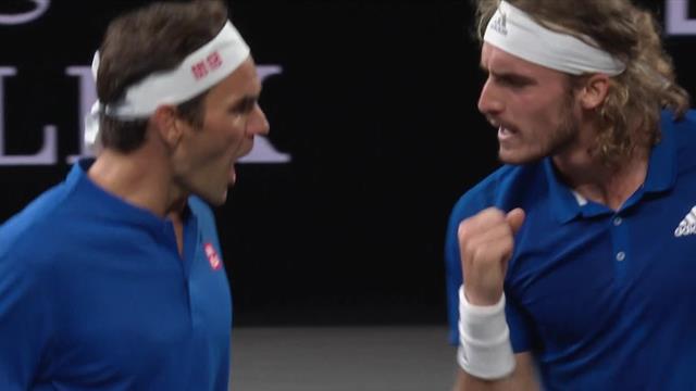 Magical stuff from Federer and Tsitsipas as they win epic rally Magical stuff from Federer and Tsitsipas as they win epic rally